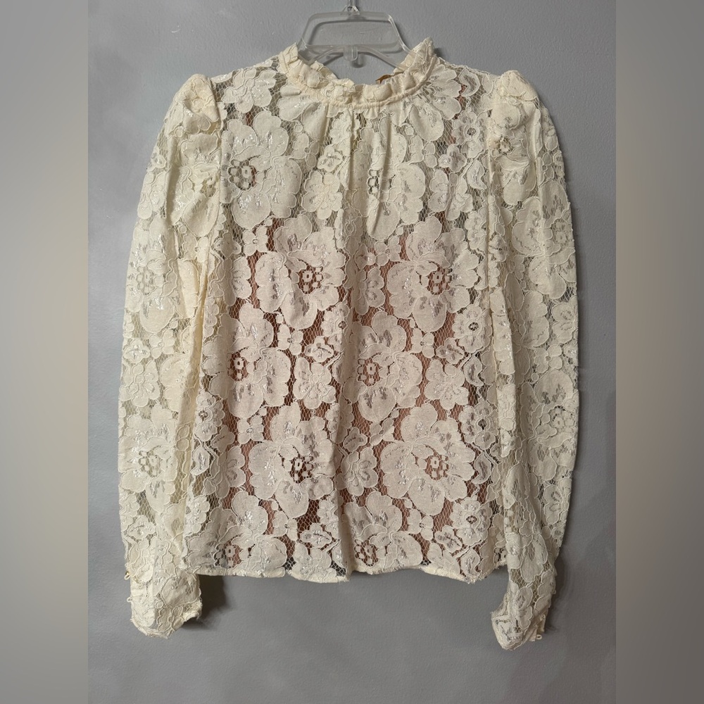 Wayf Cream Floral Lace Blouse